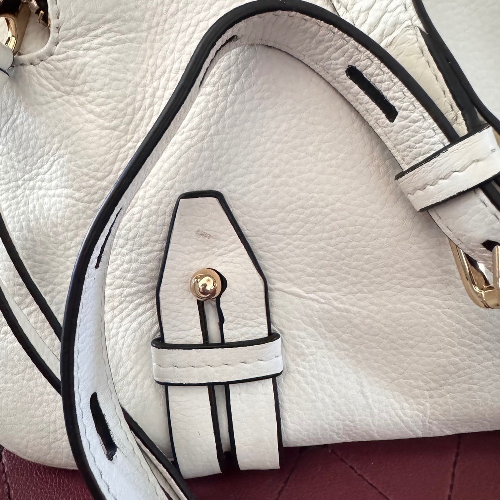 Lodis Crossbody Bag Leather Organizer Shoulder Bag off White Preloved 9.5x10" - Picture 7 of 16